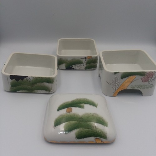 Vintage japanische Jubako Box stapelbar Bento Kran 3 Ebenen Design Brotdose 8" - Bild 9 von 11