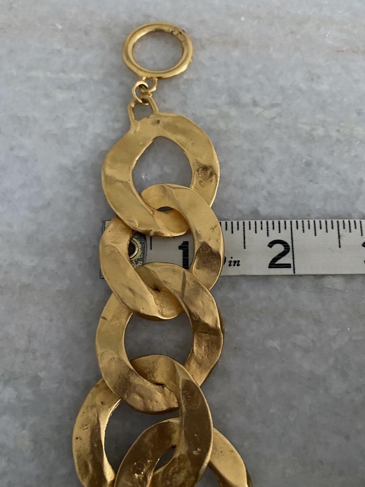 Vintage Kenneth Jay Lane Gold Hammered Curb Link … - image 8