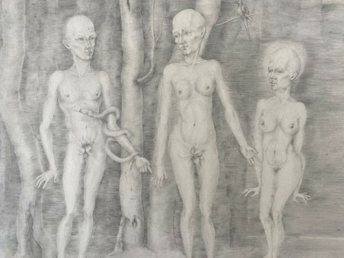 Orestes Larios. Silberspitze auf Karton. Ohne Titel, 1985. Original signiert. - Bild 12 von 12