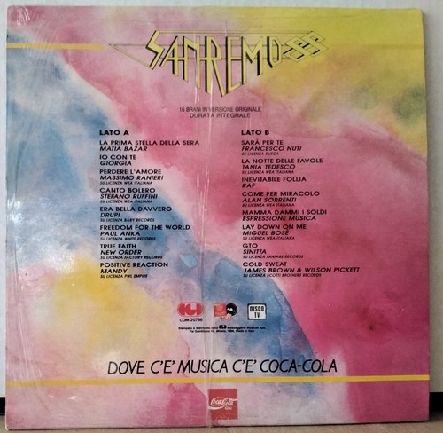 SANREMO '88 ITALY 1988 CGD COM 20786 NEW ORDER, MATIA BAZAR, SORRENTI, MANDY LP - Picture 2 of 3