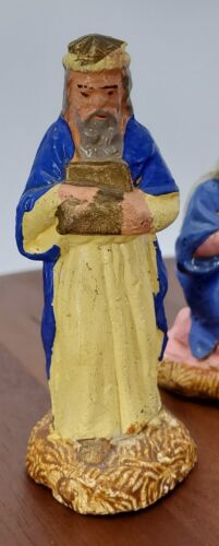 Set presepe vintage in argilla francese dipinto a mano made in France 5 pezzi - Foto 6 di 11