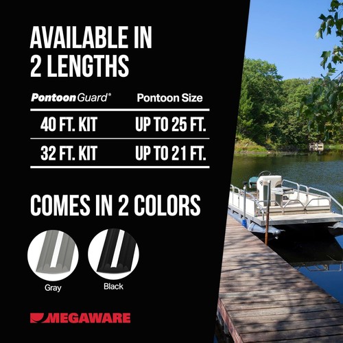Megaware 30540 PontoonGuard 40' (2 @ 20') Gray Pontoon Hull Guard Protector - Picture 5 of 5