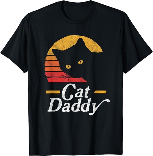 Cat Daddy Vintage Eighties Style Cat Retro Distressed Gift Unisex T-Shirt - Bild 3 von 3