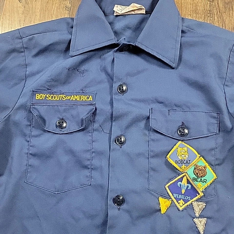 Boy Scouts of America Uniform Shirt Boys 12 Blue Button Up Patches Long Sleeve - Image 3 of 4