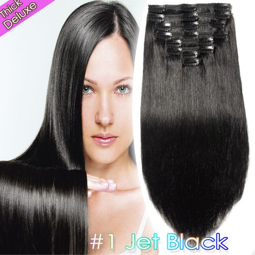 200g Clip de trama doble en 100% Remy Human Hair Extensions Thick Full Head US R03 - Imagen 13 de 46