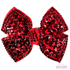     NEW Christmas Holiday Couture Clips Red Structured Sparkly Girls Hair Bow    