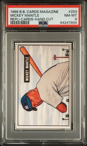 1988 BASEBALL CARDS MAGAZINE 1951 BOWMAN MICKEY MANTLE #253 ROOKIE PSA 8