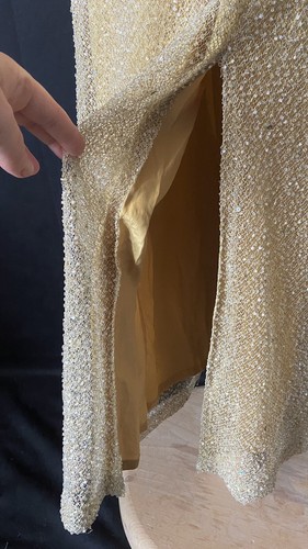 90s vintage gold embellished maxi dress by Gia Scala strappy evening party 10UK - Picture 9 of 9