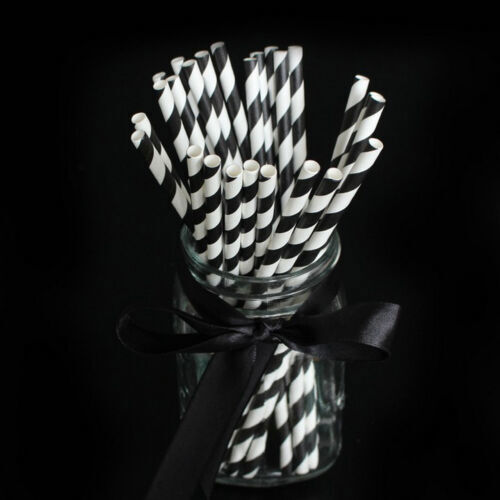 100pcs Biodegradable Paper Drinking Straw Stripe Birthday Party Wedding Colorful - Picture 22 of 32
