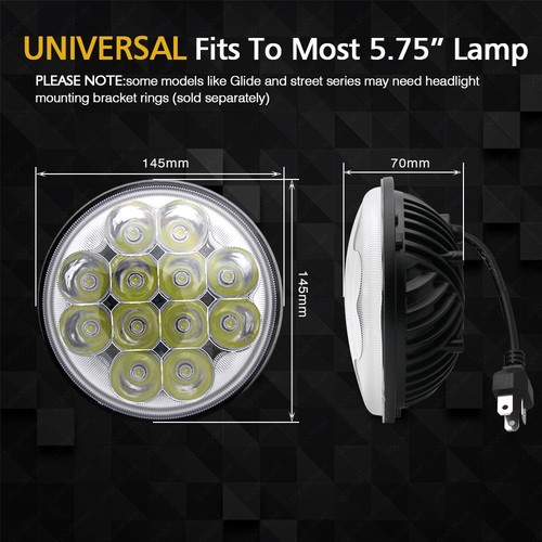 BraveWAY 5-3/4" 5.75" LED Projector Headlight Sealed Hi/Lo Beam Round For motor - Picture 7 of 9