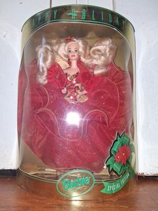 Vintage 1993 Happy Holidays Barbie Doll - Poinsettia Design - Mattel #10824