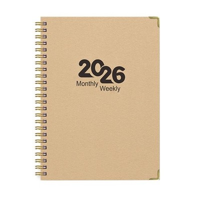 2026 Twin Coil Binding Weekly Planner Notebook 12 Month From Jan.2026-Dec.2026