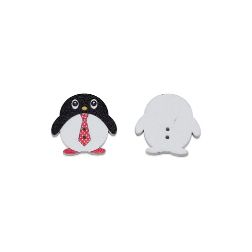 30pcs Cute Penguin Wood Buttons for Crafts DIY Sewing Scrapbooking Decor 25x24mm - Picture 2 of 6