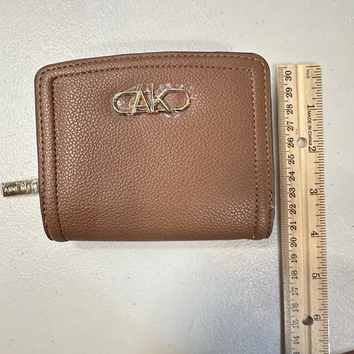 Anne Klein Zip Around Wallet Brown With Gold Hardware 4 X 5 Inches New No Tags - Picture 8 of 11