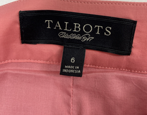 Talbots Thin Pleated Skirt Womens Size 6 Pink Midi Cotton Blend Office - Picture 3 of 9