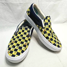 Vans X SpongeBob Checkerboard Yellow Blue Low Top Slip On Shoes Men 9 Women 10.5