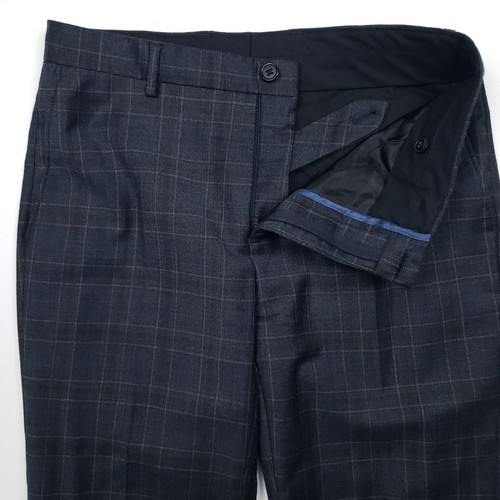 Hackett Check Suit 38 48 Blue Brown 2 Piece W32 L28 Slim Flannel Wool Savile Row - Picture 21 of 24