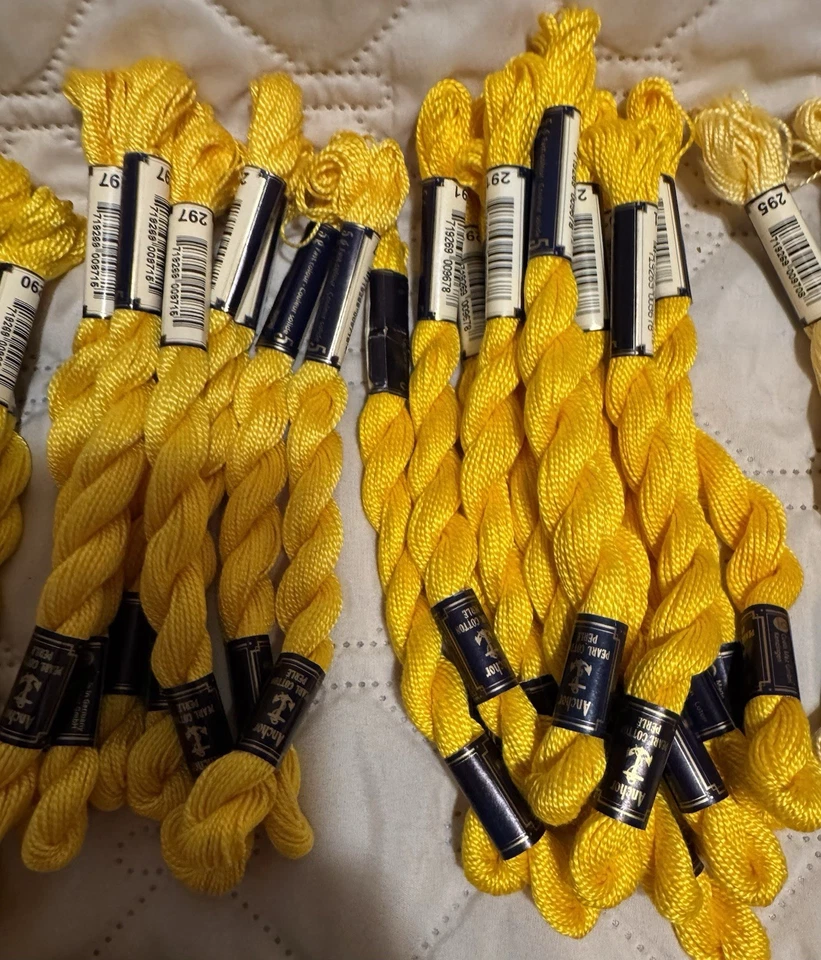 Anchor #5 Perle Pearl Cotton Floss Yellow Colors Full Skeins Lot Of 93 - Image 3 of 4
