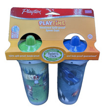 2 Cups Playtex Spout Sippy 12 M Insulated X2 Cup 2014 Football Spill Proof 9oz