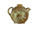 Vintage Frankoma Pottery Wagon Wheel Teapot & Lid Desert Green Brown 94T