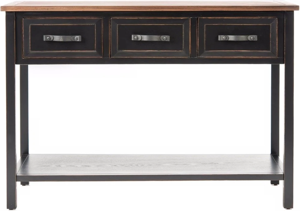 Mesa consola con estante inferior de 3 cajones negra/roble Home Collection Aiden Foto 4 de 4
