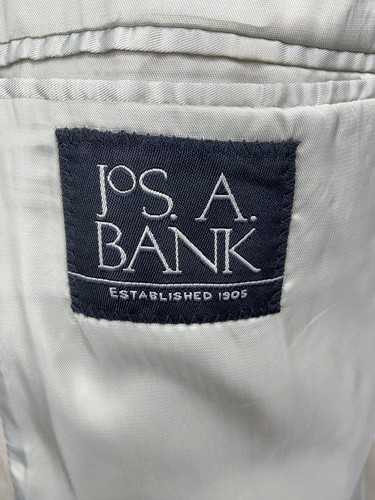 JOS A BANK Mens 43R Solid White Soft Cotton 2 Piece Suit With Dress Pants 36x29 - Picture 2 of 13
