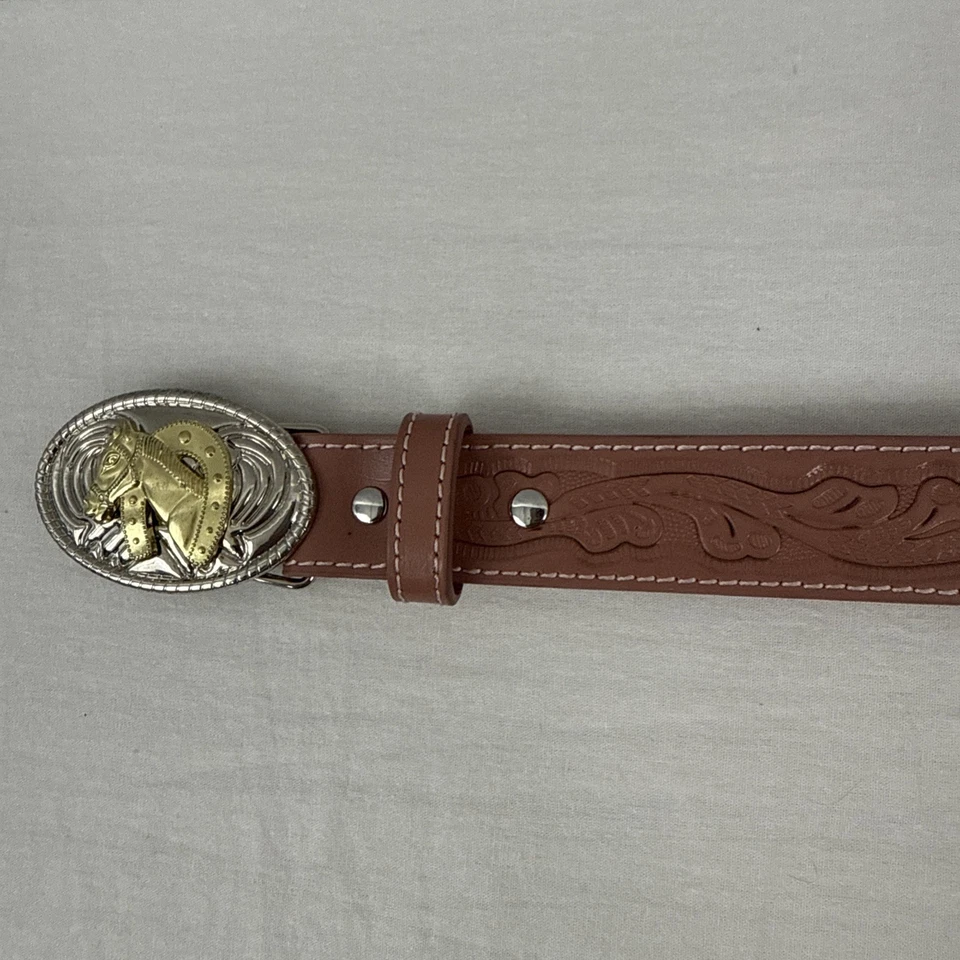 Cinto de rodeio Nocona couro rosa trabalhado feminino cowgirl ocidental tamanho 18 - Imagem 3 de 4