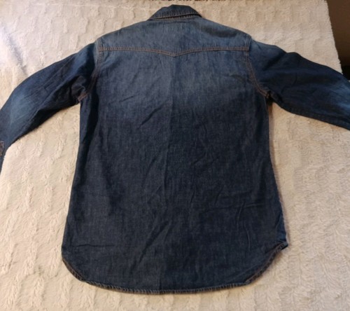 True Religion Denim Button Down Shirt Men's Small Blue Western Yoke Long Sleeve - Picture 6 of 7