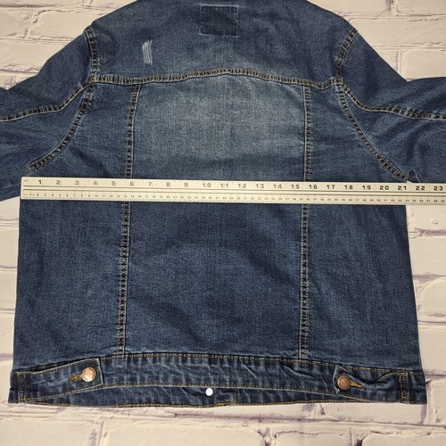 Couture Brave Faux Denim Womens Jean Jacket Blue Buttons Cotton Blend Size XL - Picture 9 of 14