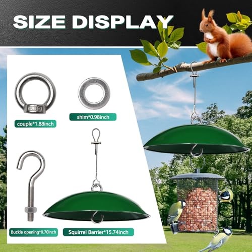 Hanging Squirrel Baffle for Bird Feeders,15.7-inch Metal Dome,Squirrel Proof, - Bild 6 von 6