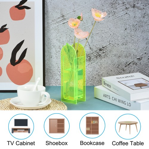 3x2x9" Acrylic Flower Vase Arch Acrylic Floral Vase Decorative Vase Green - Picture 4 of 5