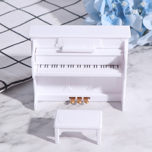 1:12 Dollhouse Miniature White Piano with Music Stool Dolls House Accessorie-zd - Picture 10 of 12