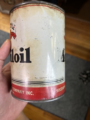 Antique Original Vacuum Oil Mobiloil Gargoyle Graphic Quart Oil Can Early Auto - Picture 3 of 24