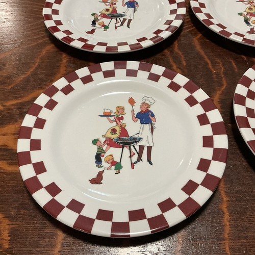 60er Jahre Melamin Bar B Q Grillset 4 Teller Tassen Maishalter Grillutensilien - Bild 4 von 19