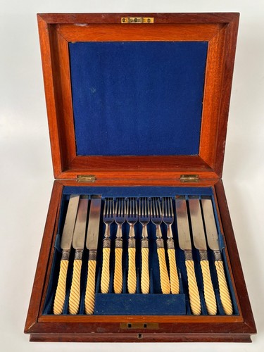 Antikes 24 teiliges Fischbesteck Set 1890 Charles Ellis & Co. - Sheffield England - Bild 4 von 13