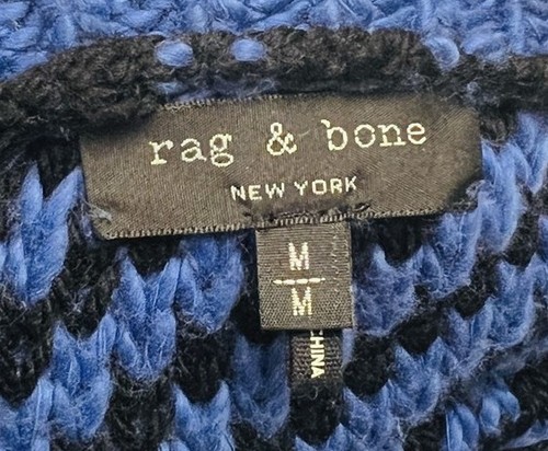 RAG & BONE Blue & Black Crewneck Pullover Sweater Women Fashion SZ M - Picture 4 of 4
