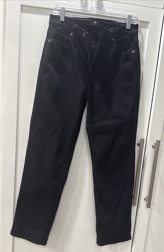 7 For All Mankind Black High Waist Cropped Jeans - Picture 1 of 8