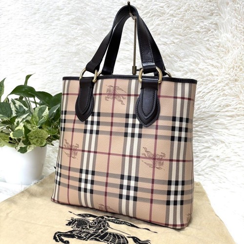 BURBERRY Shoulder Bag Purse Nova Check PVC Leather Beige Brown Authentic