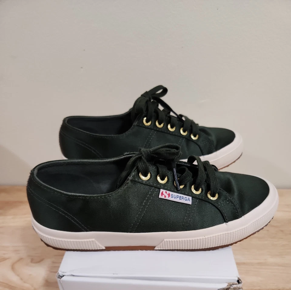 Zapatillas deportivas Superga 3750 para mujer satinadas verde militar de encaje bajas EE. UU. 6,5 Foto 4 de 4
