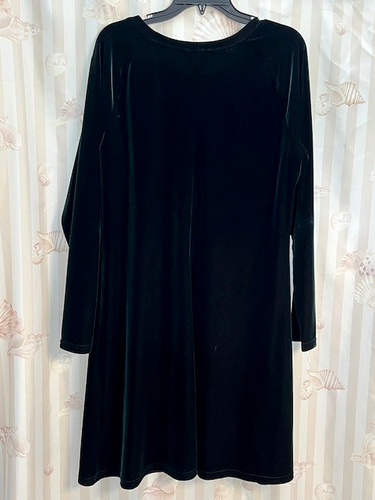 Vintage MODA INTERNATIONAL Velour XL Dark Green Long Sleeve Womens Dress - Picture 3 of 3
