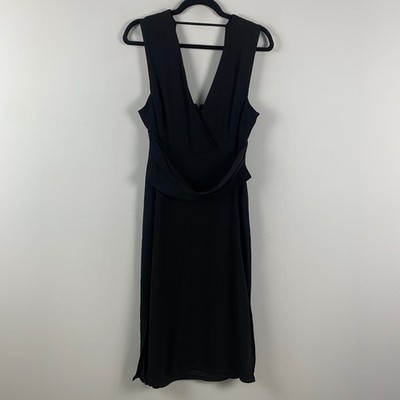 reiss jayla dress ivory Midi Size 8 Black Sleeveless V Neck A-Line Stretch sale_feed