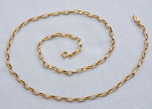 GA 20,25" LANGE 9 KT GELBGOLD 3,5 mm OVALE BELCHER GLIEDERKETTE HALSKETTE - 3,6 g - Bild 2 von 18