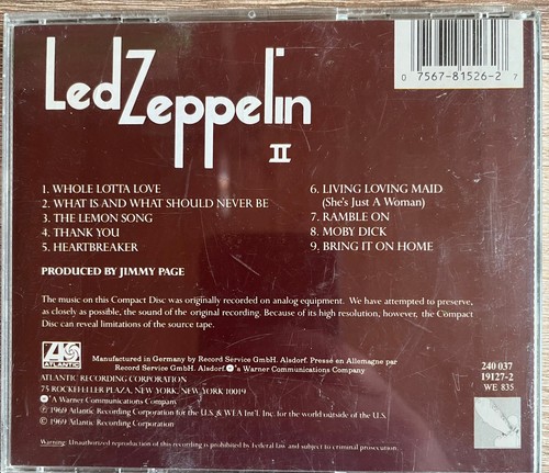 Led Zeppelin - Led Zeppelin II, 1987 Europe, CD Album Reissue Repress, Atlantic - Bild 3 von 4