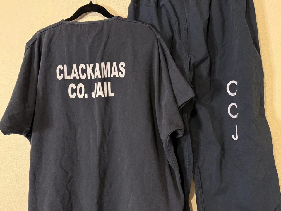 Vintage Clackamas County Jail Blues Uniform 2XL Bottoms 3XL Top CCJ Halloween - Image 2 of 4