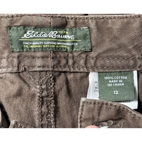 Eddie Bauer Size 12 Brown Cotton Cargo Shorts Pockets - Picture 3 of 3
