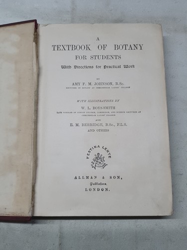 Book, A Text Book Of Botany For Students, Amy F M Johnson (B56) - Picture 3 of 6