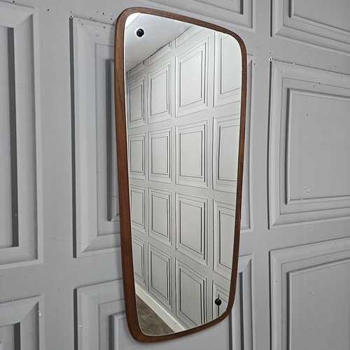 Retro Vintage Mid Century Modern Wall Mirror - Danish Teak Hanging Wooden Frame - Picture 6 of 24