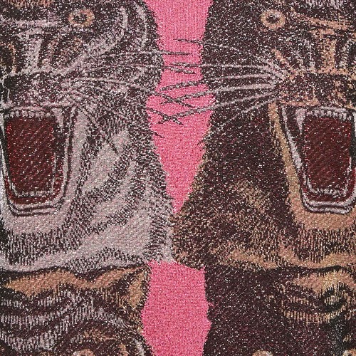 Gucci Pink/Blue Tiger Intarsia Lame Knit Crew Neck Pullover XL - Picture 3 of 9