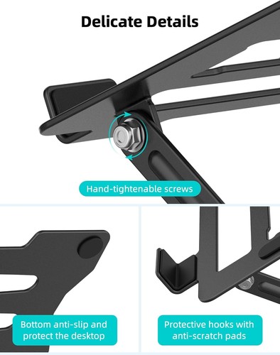 Portable Carbon Steel Laptop Tablet Stand - Foldable Design for Optimal Comfort - Picture 8 of 9