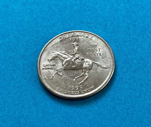1999 P Delaware State Quarter Error SPITTING HORSE Die Crack? Circulated - Picture 3 of 5